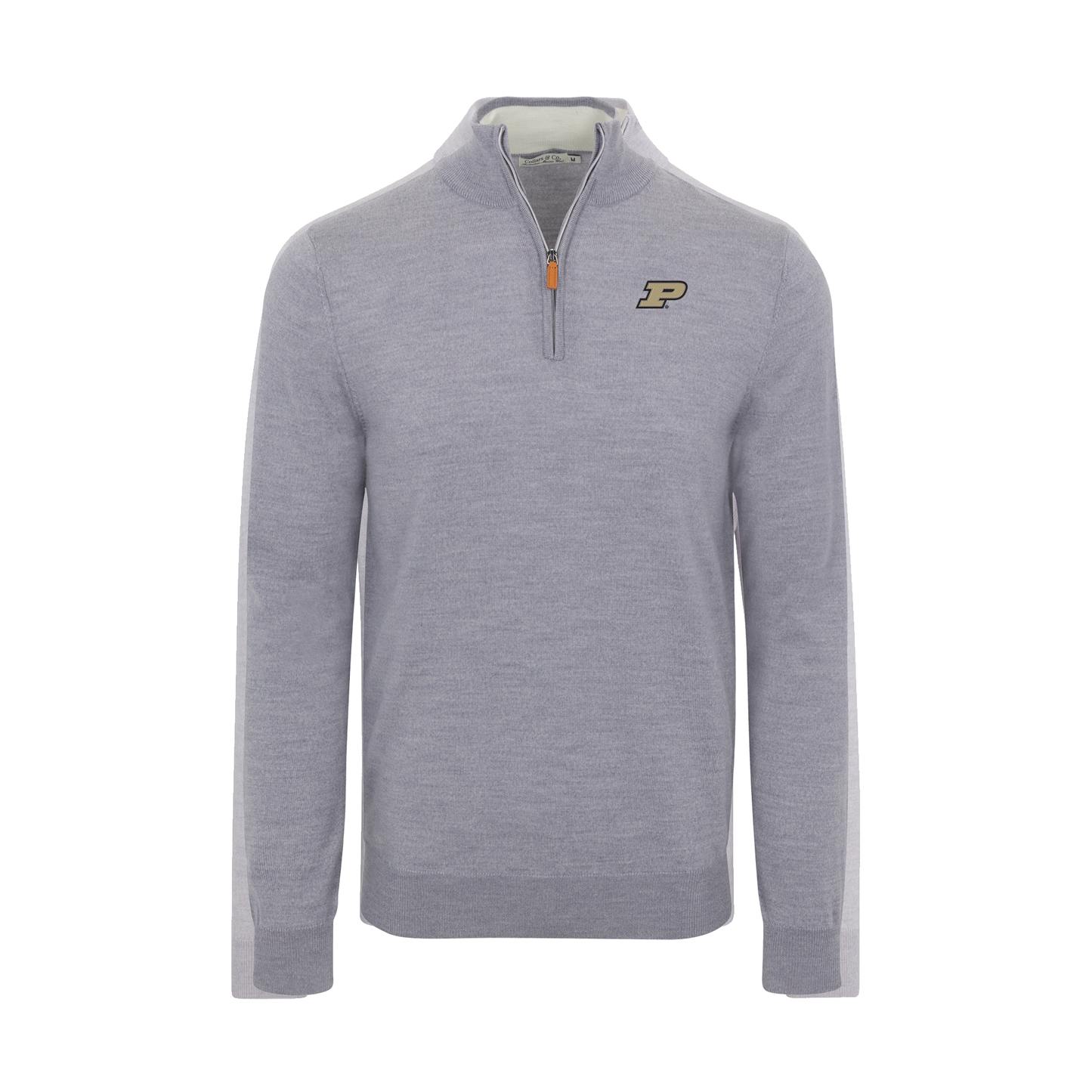 Purdue Grey Melange Cashmere Touch Australian Merino Quarter Zip Sweater