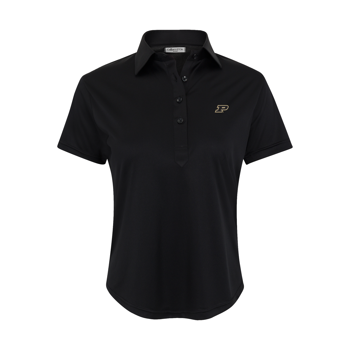 Purdue Women's Cap Sleeve Semi Spread Polo Black