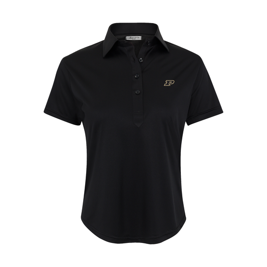 Purdue Women's Cap Sleeve Semi Spread Polo Black